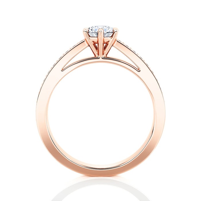 sell Engagement ring Paved  Diamond Pink Gold 6 claws and diamond band
