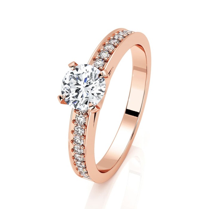 Engagement ring Paved  Diamond Pink Gold CRADLE (paved)