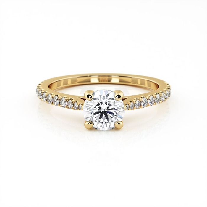 purchase Engagement ring Paved  Diamond Yellow Gold Diam with diamond band