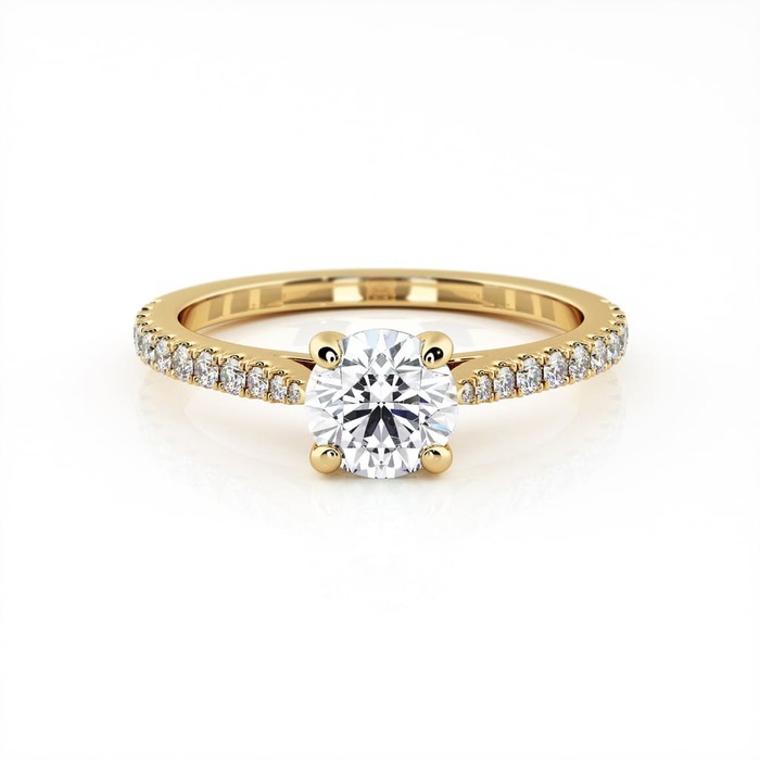 achat Solitaire  Classique avec pavage  Diamant Or Jaune Diam Pavé