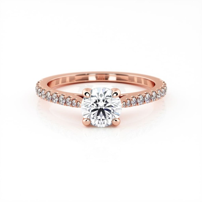 purchase Engagement ring Paved  Diamond Pink Gold Diam with diamond band