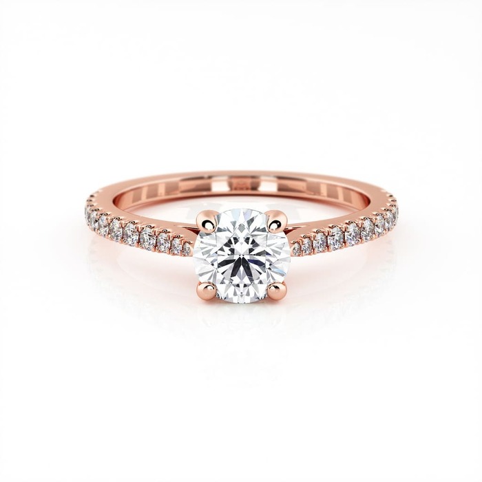 achat Solitaire  Classique avec pavage  Diamant Or Rose Diam Pavé