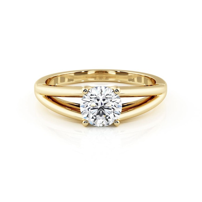 achat Solitaire  Classique  Diamant Or Jaune Double Anneau