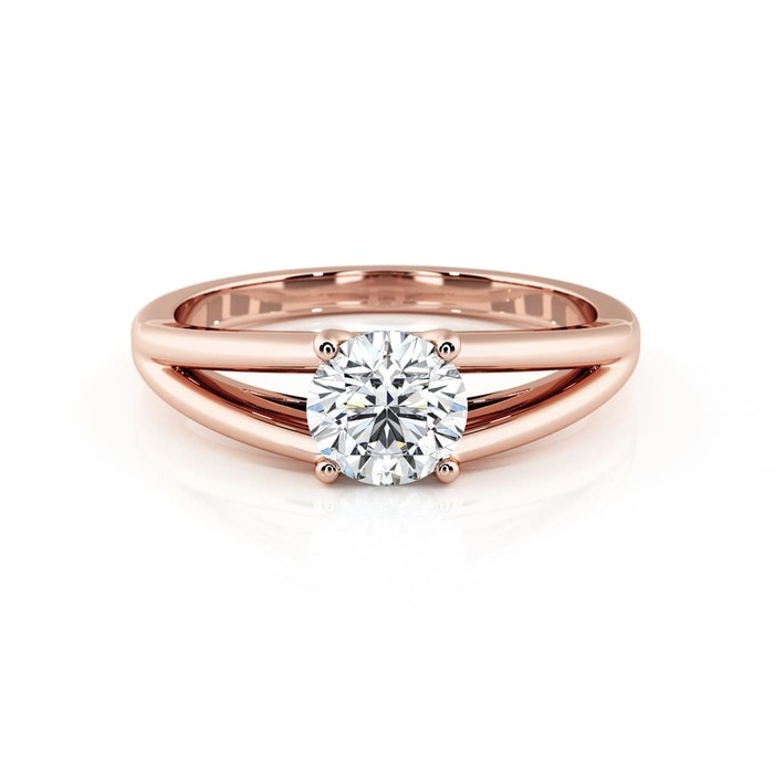 achat Solitaire  Classique  Diamant Or Rose Double Anneau