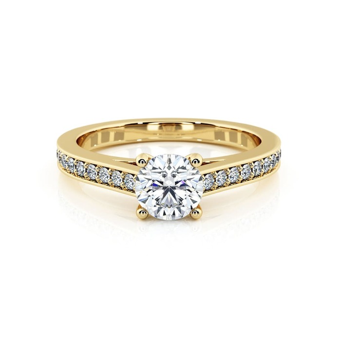 achat Solitaire  Classique avec pavage  Diamant Or Jaune Karma 4 Griffes avec pavage