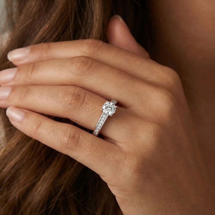 buy Engagement ring Paved  Diamond White Gold 4 Claws Karma (paved)