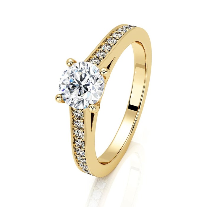 Engagement ring Paved  Diamond Yellow Gold 4 Claws Karma (paved)