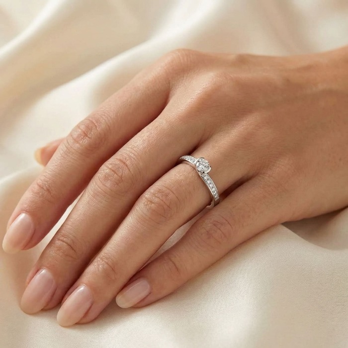 buy Engagement ring Paved  Diamond White Gold NEW LOVE EMBRACINGS  pavé