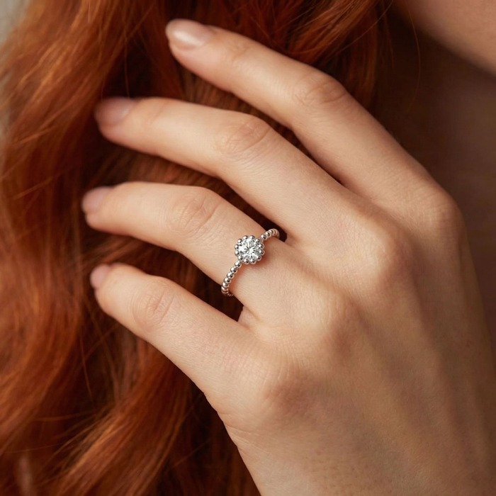 acheter Solitaire  Classique  Diamant Or Blanc Perlé d'or