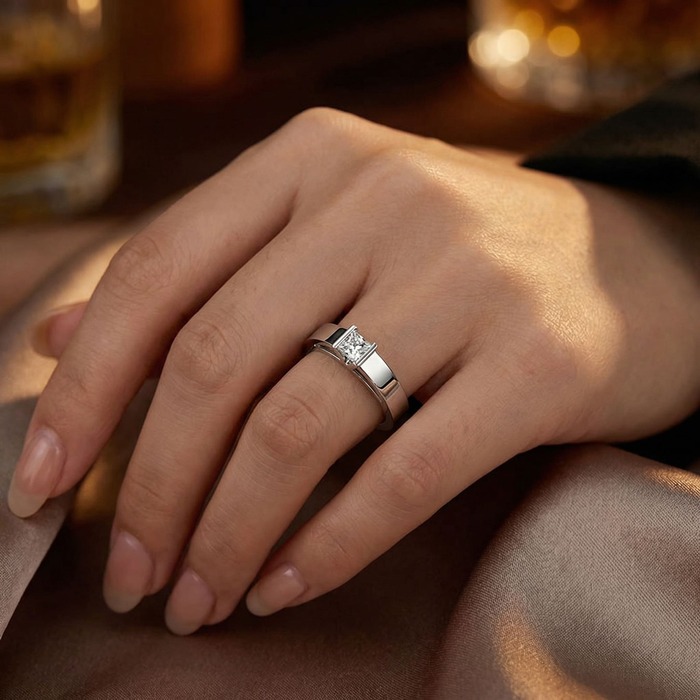 acheter Solitaire  Classique  Diamant Or Blanc PRINCESSE  V