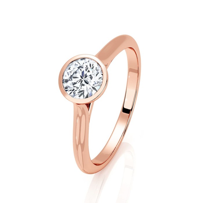 Solitaire  Classique  Diamant Or Rose serti clos ETERNITE