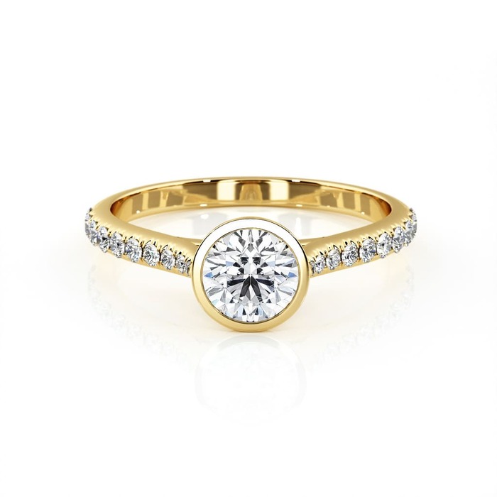 achat Solitaire  Classique avec pavage  Diamant Or Jaune serti clos pavé ETERNITE