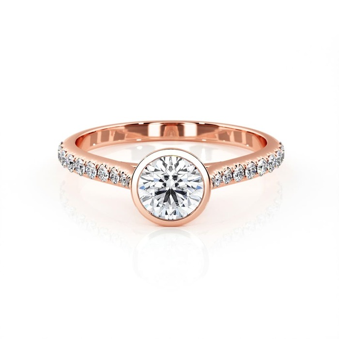 achat Solitaire  Classique avec pavage  Diamant Or Rose serti clos pavé ETERNITE