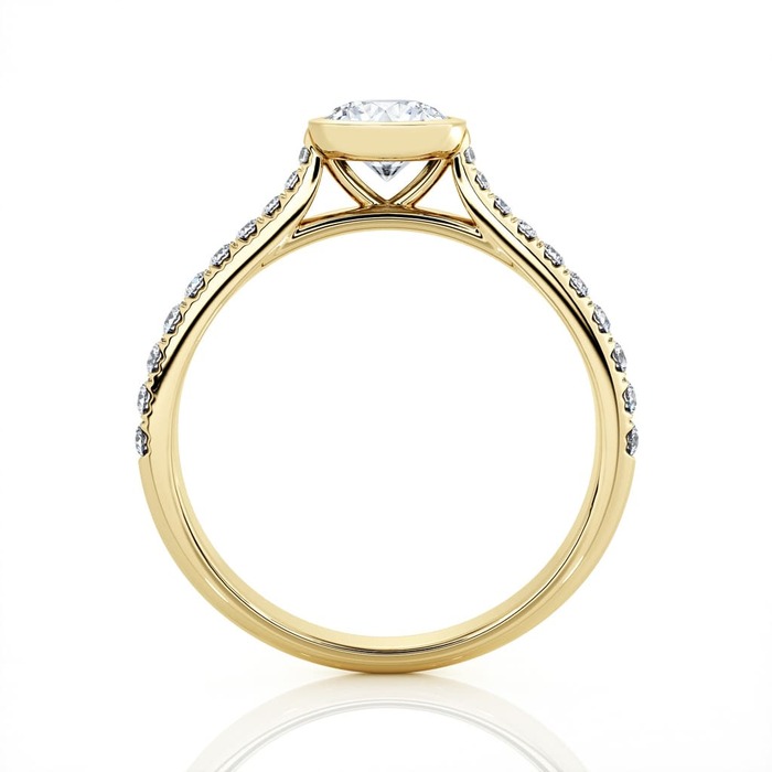 vente Solitaire  Classique avec pavage  Diamant Or Jaune serti clos pavé ETERNITE