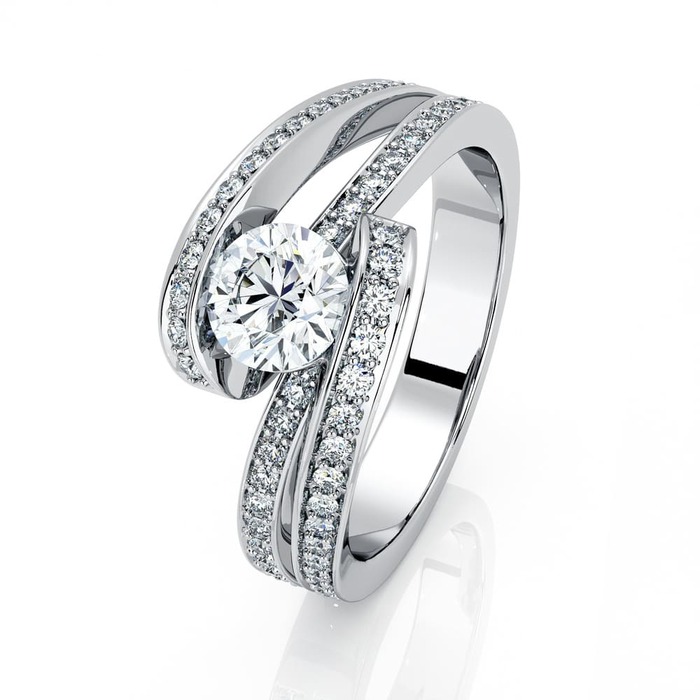 Bague  Classique  Diamant Or Blanc CARESSE