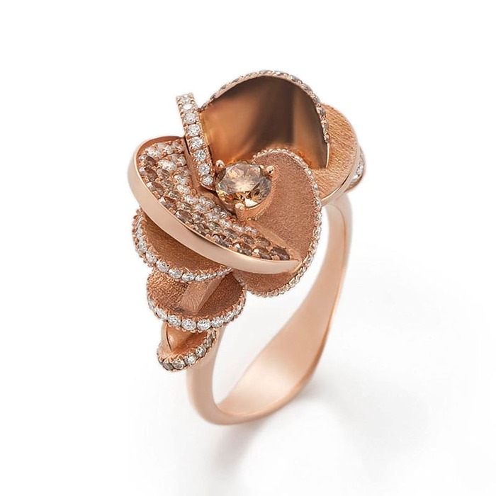 achat Bague  Créateurs Diamant Or Rose Rose des Sables