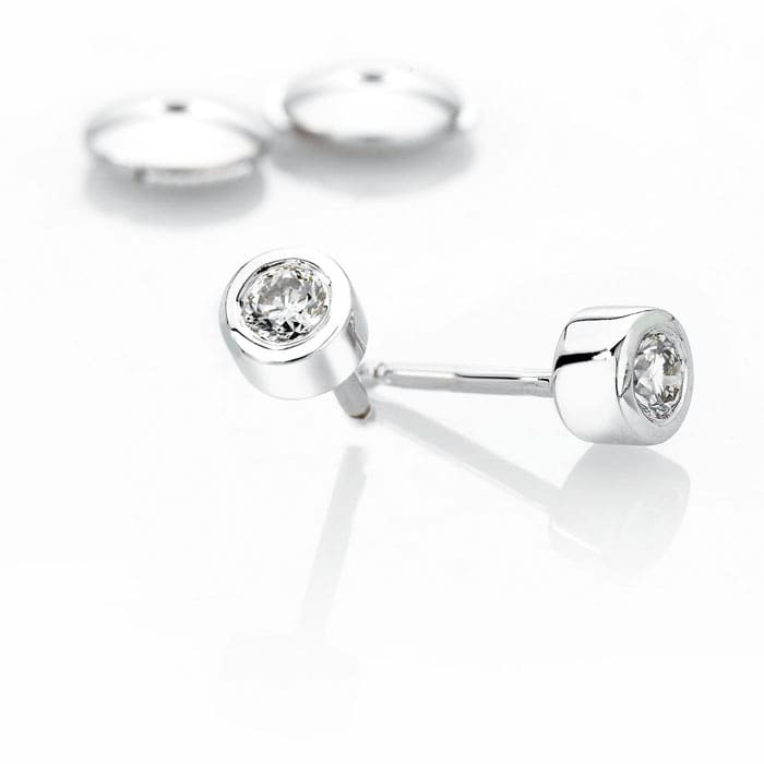 achat Boucles d'Oreilles  Classique  Diamant Or Blanc serti clos ETERNITE