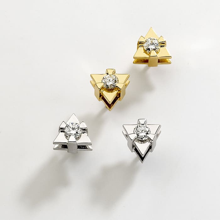 achat Boucles d'Oreilles  Créateurs Diamant or puces diamant TRIANGLE D'AMOUR
