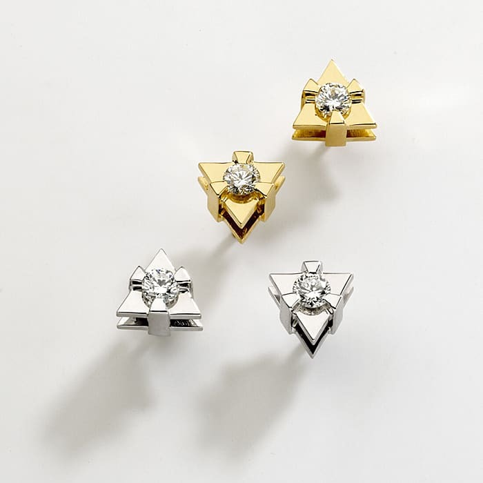 achat Boucles d'Oreilles  Créateurs Diamant Or Jaune TRIANGLE D'AMOUR