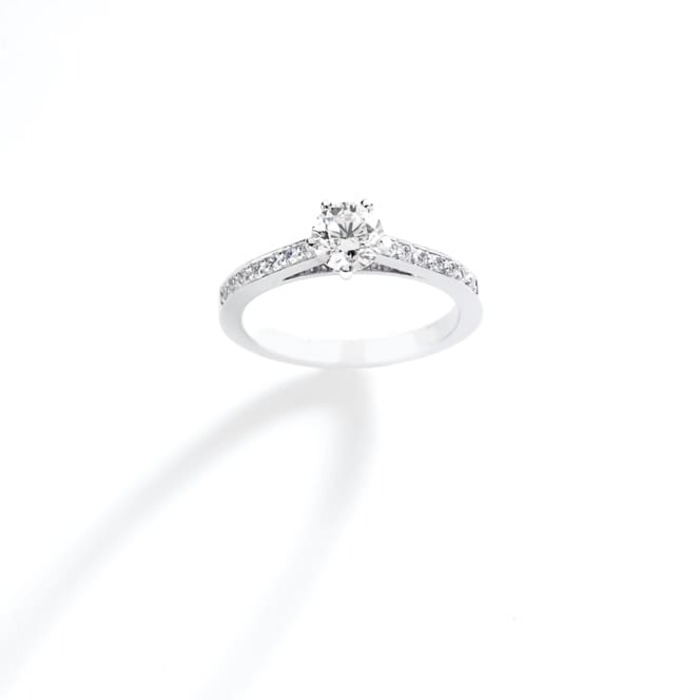 achat Solitaire  Classique avec pavage  Diamant Or Blanc SOLITAIRE 5 +