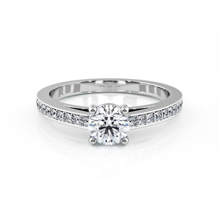 purchase Engagement ring Paved  Diamond White Gold 4 claws and diamond band