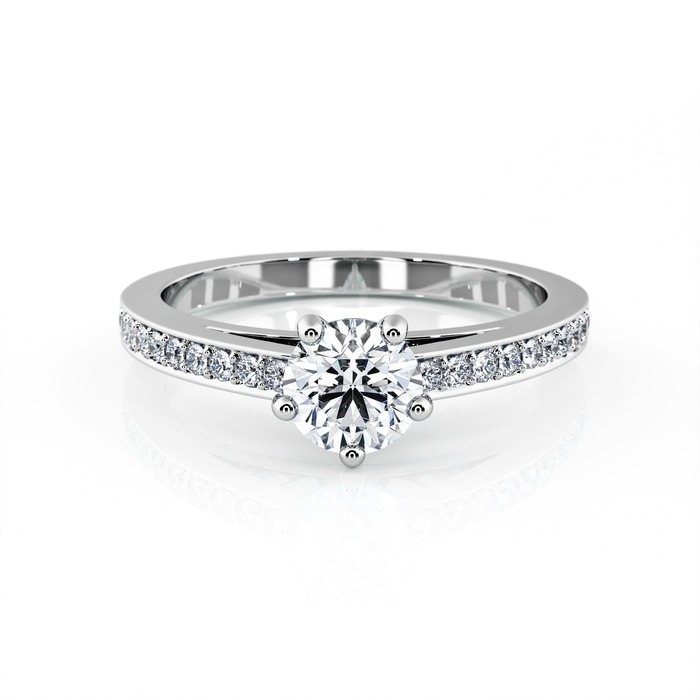 purchase Engagement ring Paved  Diamond White Gold 5 claws and diamond band