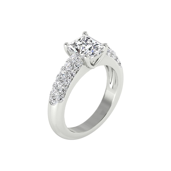 Bague  Classique  Diamant Or Blanc PRINCESSE ROYALE  2 avec pavage