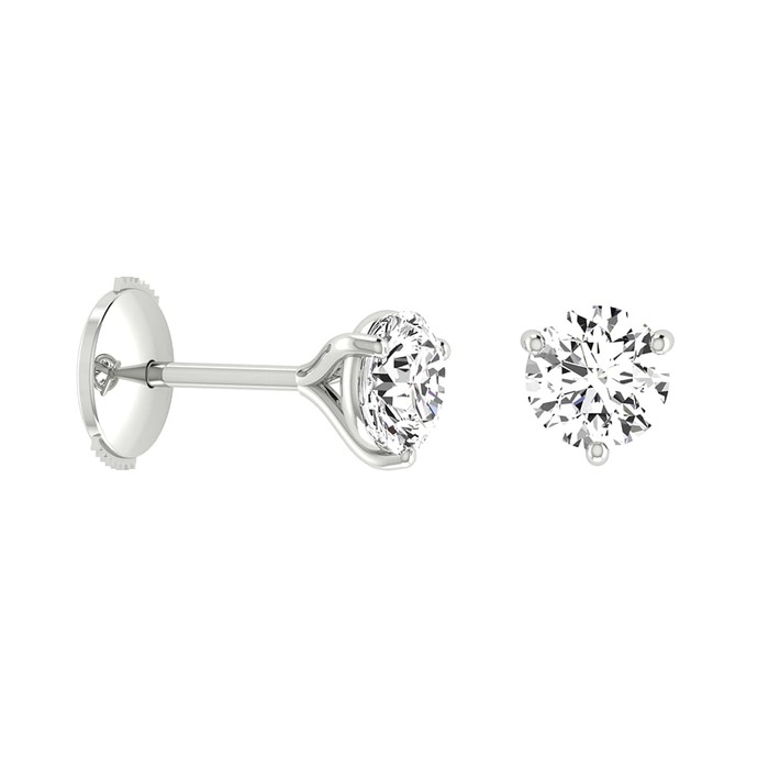 Boucles d'Oreilles  Classique  Diamant Or Rose 3 GRIFFES