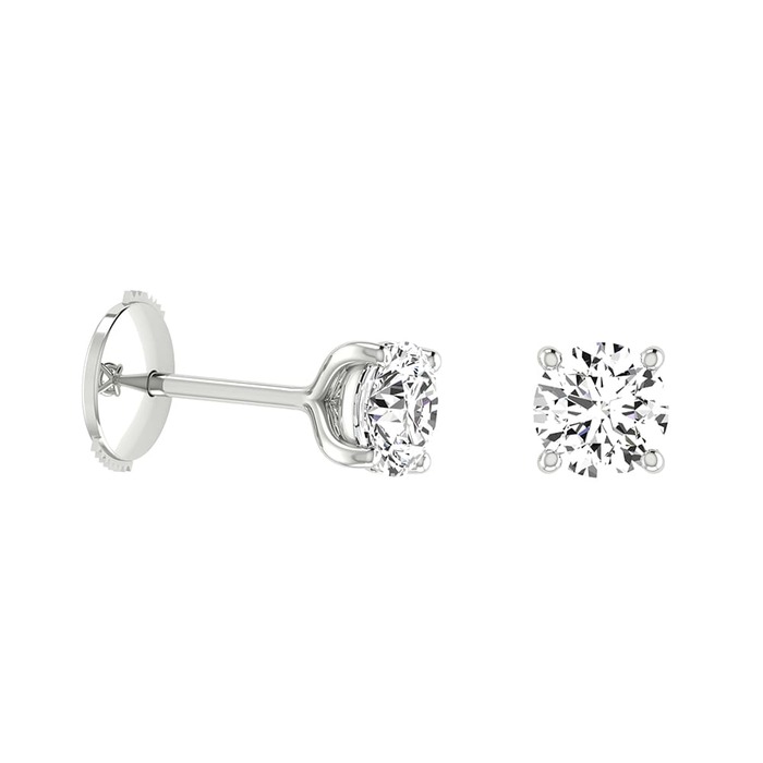 Boucles d'Oreilles  Classique  Diamant Or Blanc 4 GRIFFES