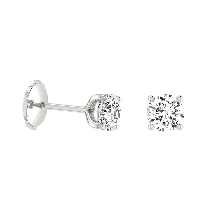 Boucles d'Oreilles  Classique  Diamant Or Jaune 4 GRIFFES