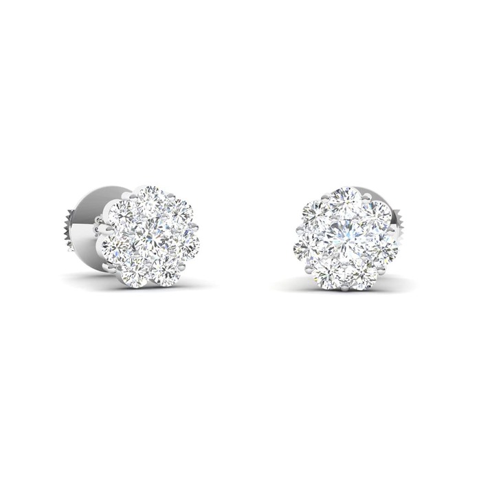 Boucles d'Oreilles  Classique  Diamant Or Blanc BOUQUET DE DIAMANTS