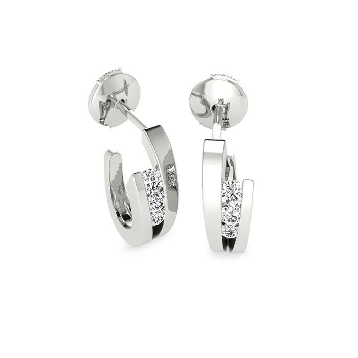 Boucles d'Oreilles  Classique  Diamant Or Blanc Point Virgule