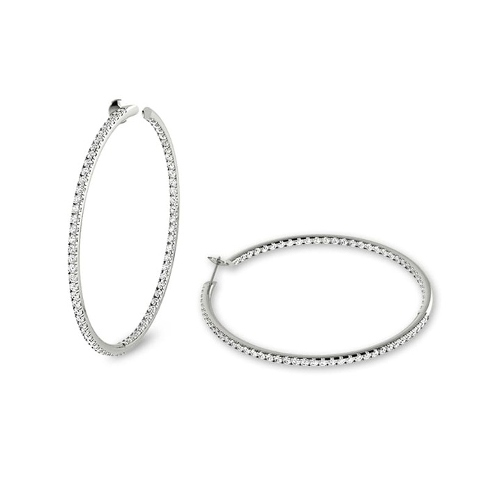 Earrings Hoop earrings Diamond White Gold HOOP  ( 1.5 cm ) e&i