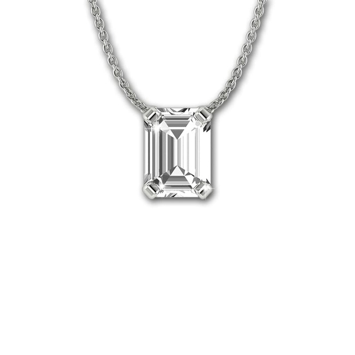 Pendentif Classique  Diamant Or Blanc forme EMERAUDE