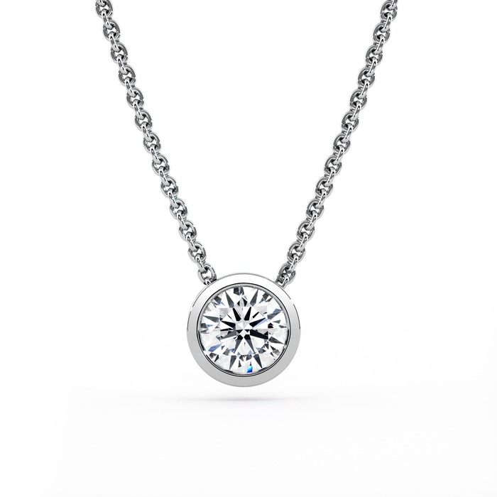 Pendentif Classique  Diamant Or Blanc serti clos ETERNITE