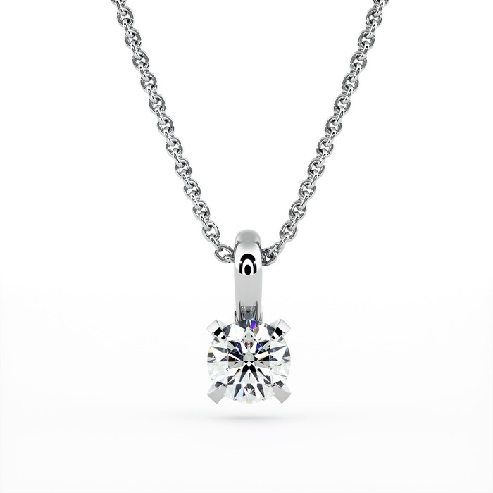 Pendant & Necklace Classics Diamond White Gold SOLITAIRE  N°1 with swivelling bail
