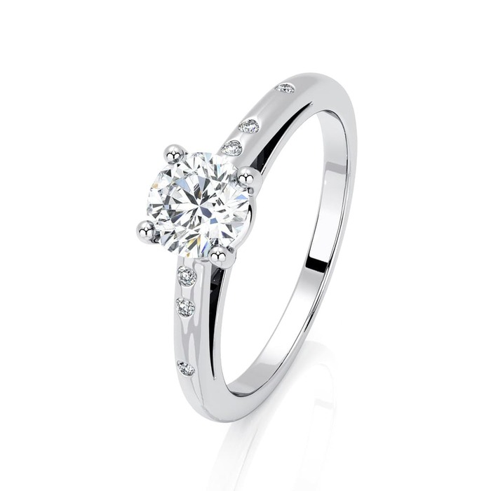 Engagement ring Paved  Diamond White Gold 4 Claws Bi-LED