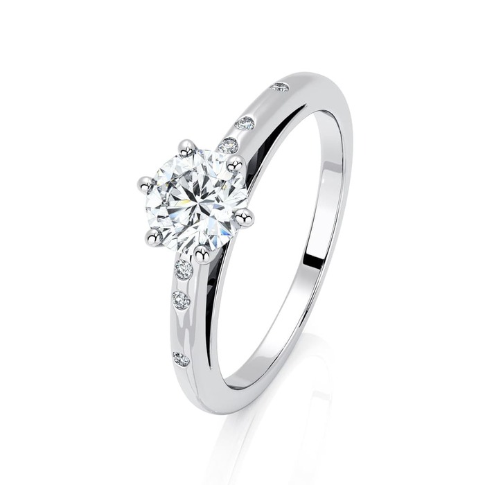 Engagement ring Paved  Diamond White Gold 6 Claws Bi-LED