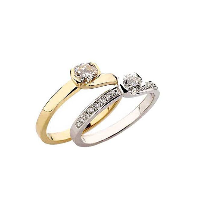Engagement ring Paved  Diamond Gold NEW LOVE EMBRACINGS  pavé