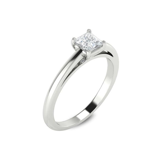 Solitaire  Classique  Diamant Or Blanc 4 Griffes Princesse