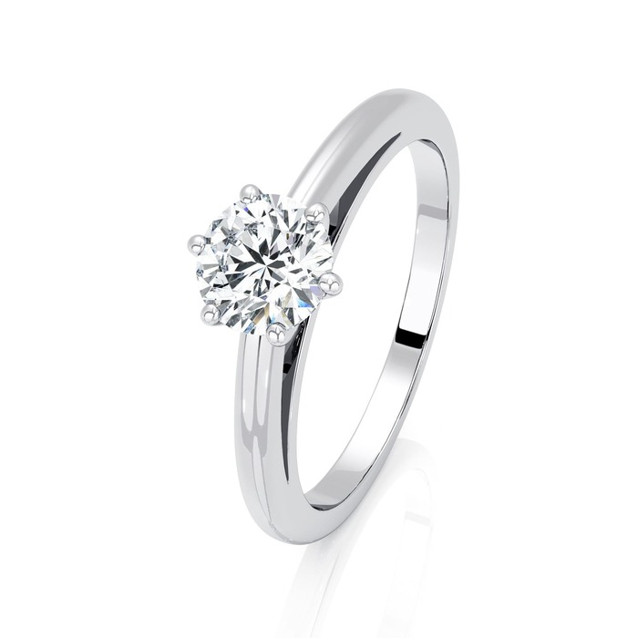 Solitaire  Classique  Diamant Or Blanc 6 Griffes Classic