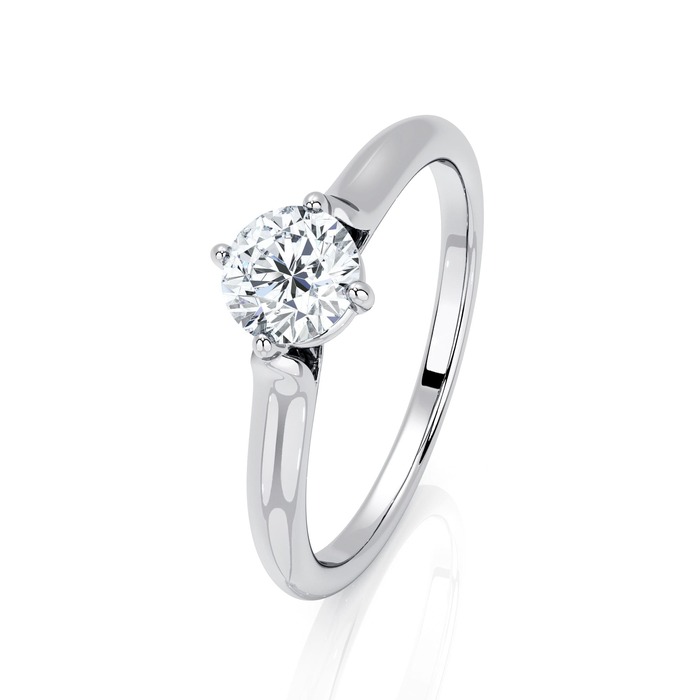 Solitaire  Classique  Diamant Or Blanc 4 griffes en croix