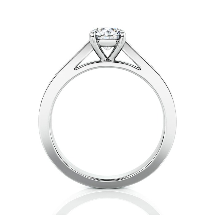 vente Solitaire  Classique avec pavage  Diamant Or Blanc Karma 4 Griffes avec pavage