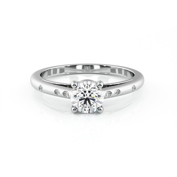 purchase Engagement ring Paved  Diamond White Gold 4 Claws Bi-LED