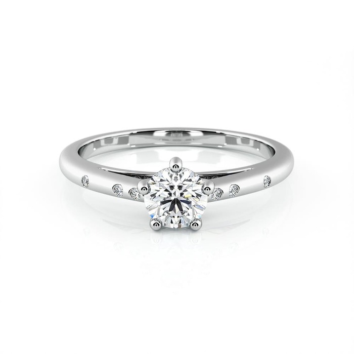 purchase Engagement ring Paved  Diamond White Gold 5 Claws Bi-LED