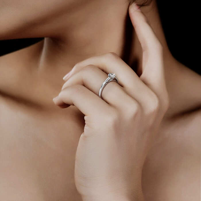 buy Engagement ring Paved  Diamond White Gold 6 Claws Bi-LED