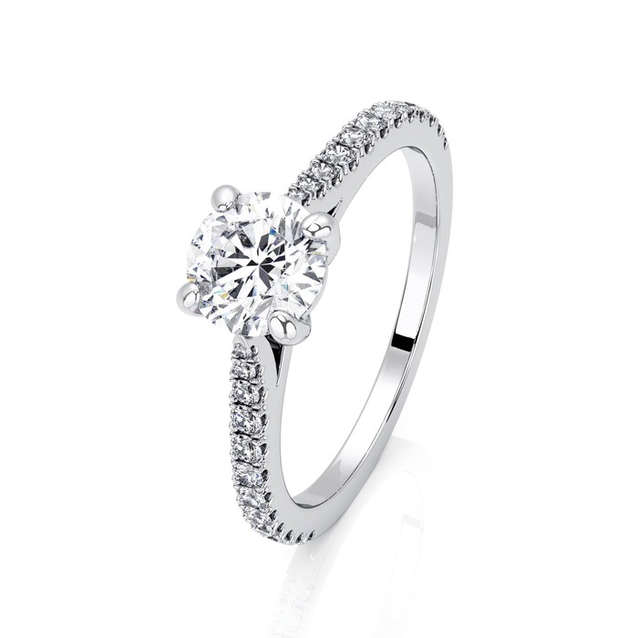 Engagement ring Paved  Diamond White Gold Diam with diamond band