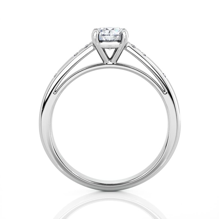 vente Solitaire  Classique avec pavage  Diamant Or Blanc 4 Griffes Feux Bi-LED