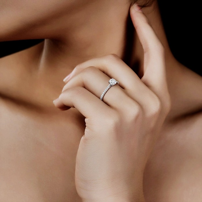 buy Engagement ring Paved  Diamond Gold Diam with diamond band
