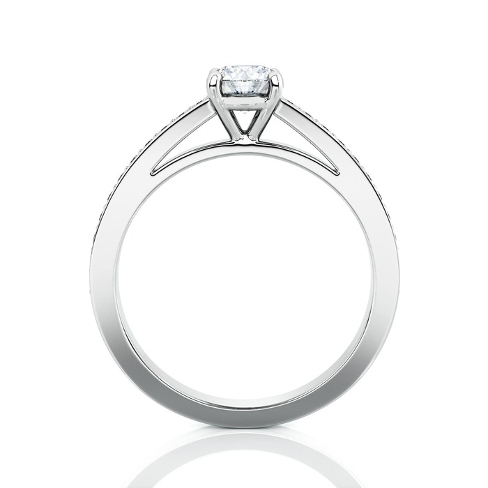 vente Solitaire  Classique avec pavage  Diamant Or Blanc  4 Griffes pavé